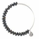 Γυναικείο Βραχιόλι Alex and Ani BBEB138S — 20 cm, μεταλλικό με γκρι/μαύρη πέτρα, ρυθμιζόμενο
