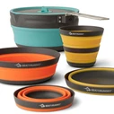 Sea to Summit Camping Pot & Collapsible Dish Set - 0.68 L bowl, 2.2 L pot, 2 bowls, 2 mugs (Orange/Black/Blue/Yellow)