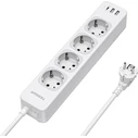 Tessan Smart Power Strip TS-307-C — 4x Schuko, 2x USB-A, 1x USB-C, 2m Cable, White