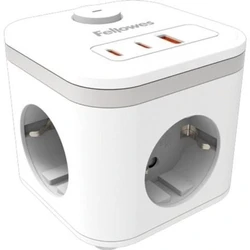 Fellowes PowerCube 3 Θέσεων, 1xUSB-A, 2xUSB-C, με Διακόπτη  Λευκό