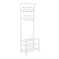 Μεταλλικό ΈπΌπλο Εισόδου με 3 Ράφια και 9 Κρεμάστρες 68.8 x 35.2 x 187 cm Χρώματος Λευκό Songmics