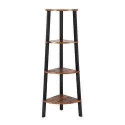 Γωνιακή Μεταλλική Ραφιέρα Vasagle 4 Ξύλινα Ράφια 34 x 34 x 125 cm