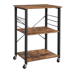 VASAGLE Μεταλλικό Τρόλεϊ Κουζίνας με 3 Ράφια 60 x 40 x 89 cm KKS60XV1