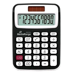 Αριθμομηχανή MediaRange Compact with 10-digit LCD, solar and battey-powered, black/white