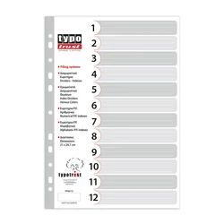 Διαχωριστικά Typotrust A4 Αριθμητικά Πλαστικά 1-12 (TYPFP40112)