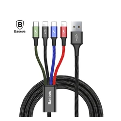 Καλώδιο USB Baseus Rapid Braided to 2x Lightning / Type-C / micro Πολύχρωμο 1.2m (CA1T4-A01)