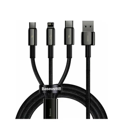 Καλώδιο USB Baseus Tungsten Gold Braided to Type-C / Lightning / micro USB 3.5A Μαύρο 1.5m