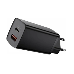Φορτιστής Πρίζας Baseus με Θύρα USB-A και Θύρα USB-C Quick Charge 3.0 Μαύρος