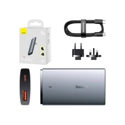Φορτιστής Πρίζας Baseus με Θύρα USB-A και Θύρα USB-C και Καλώδιο USB-C 65W Γκρι