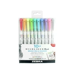 Μαρκαδόροι Zebra Mildliner Double Ended Brush Pen & Marker Bold & Fine Point 10 Pack
