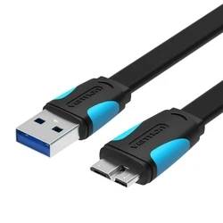 Καλώδιο USB Vention Flat 3.0 A Male to Micro B Male 0.5M Black