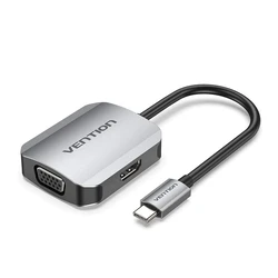 Αντάπτορας USB Vention Type-C to HDMI/VGA Converter 0.15M Gray Aluminum Alloy Type (TDIHB)
