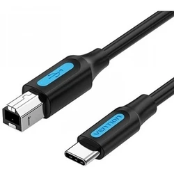 Καλώδιο USB Vention USB 2.0 Type-C Male to B Male 2A Print 1.5M Black (CQUBG)