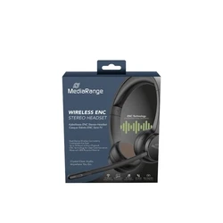 Multimedia Headset MediaRange Wireless Stereo & ENC, 400mAh battery, Black (MROS307)