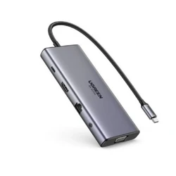 UGREEN Μετατροπέας Hub USB C CM639 11 σε 1 HDMI VGA 2x USB C 3.2 2x USB SD TF RJ45 AUX 3.5mm PD 4K 60Hz 45520