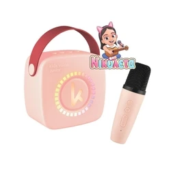 Kiddoboo KidsVoice JUNIOR mini Karaoke Speaker and Mic Pink with NikoletaTV KBT3NTPNK