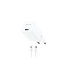 TTEC Φορτιστής Ταξιδίου SmartCharger GaN 30W PD με Καλώδιο USB C σε USB C 60W Λευκό