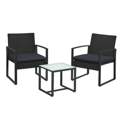 SONGMICS Έπιπλο Μπαλκονιού Κήπου Lounge Set Μαύρο