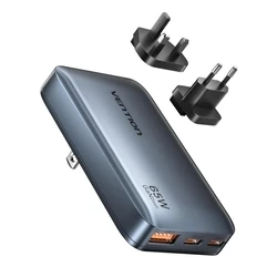 VENTION 3 Port USB C C A GaN Charger 65W 65W 18W Gray Ultra Slim Type FCBH0