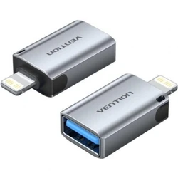 VENTION USB-A Female to Lightning Male OTG Adapter Gray Aluminum Alloy Type CUCH0