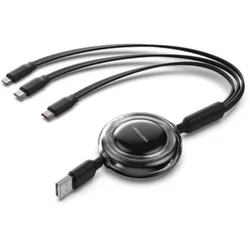 VENTION Charging Cable 3 in 1 USB 2.0 Type A to USB C Lightning Retractable 1.1 m Pink TRJPBE
