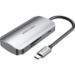 VENTION Hub USB C σε USB 3 0 x3 SD TF PD Gray Aluminum Alloy Type TNHHB