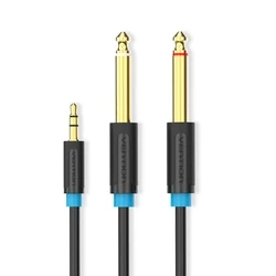 Audio Cable VENTION 3.5mm Male to 2x6.35mm Male 0.5m Black BACBD