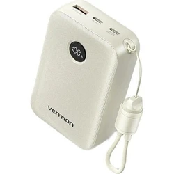 Vention 20000mAh Power Bank (USB-C + USB-C/USB-C/USB-A) with Built-in USB-C to USB-C Cable 22.5W Beige LED Display Universal Type (FKBN0-C-TY) (VENFKBN0-C-TY)
