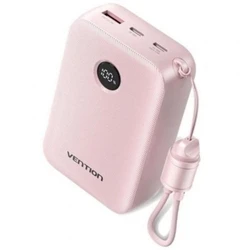 Vention 20000mAh Power Bank (USB-C + USB-C/USB-C/USB-A) with Built-in USB-C to USB-C Cable 22.5W Pink LED Display Universal Type (FKBP0-C-TY) (VENFKBP0-C-TY)