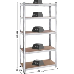 Songmics Ραφιέρα Dexion 180x90x40 cm (GLR040E02) – 5 ράφια, συνολική αντοχή 875 kg