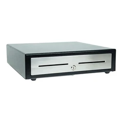 Star Micronics Europe Cash Drawer 14 inches Black with Stainless Steel Front 4 Bill 8 Coin