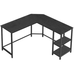 Vasagle Γωνιακό Μεταλλικό Γραφείο 138 x 138 x 75 cm Μαύρο με υφή Ξύλου (LWD072B56)