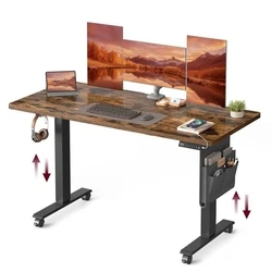 VASAGLE Ηλεκτρικά Ρυθμιζόμενο Γραφείο 140x60x72-120 εκ Rustic Brown, LED & USB (LSD174X01V1)