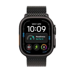 Apple Watch Ultra 4 Titanium 49mm Waterproof with Heart Monitor (Black Titanium with Black Titanium Milanese Loop - Medium)