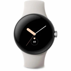 Google Pixel Watch Polished Silver ανοξείδωτο ατσάλι 41 mm Chalk με Active band