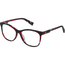 Sting Women's Acetate Eyeglass Frame VST183 0GEC — 55/15/140, Camouflage Red/Green/Black