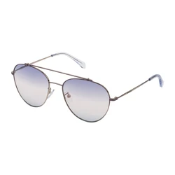 Zadig & Voltaire Women's Sunglasses Grey Metal Frame Blue Lenses SZV192 08B1