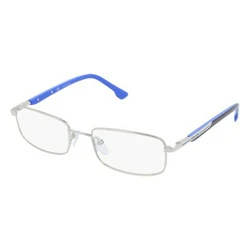 Police VK086 0579 Children's Metal Eyeglass Frame – Silver Frame, Brown Lens, Size 51/18/135