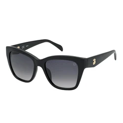 TOUS Women's Sunglasses STOB40-540700 — Black Acetate Frame, Degraded Black Lenses, Size 54/18/140
