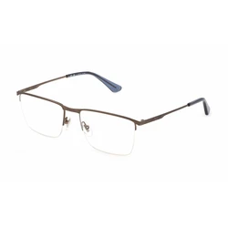 Police Men's Metal Eyeglass Frame Brown VPLG75 0F68