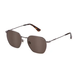 Police Unisex Sunglasses with Grey Metal Frame and Brown Lens SPLL06 0568