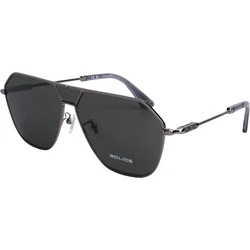 Police Unisex Sunglasses Grey Metal Frame with Green Lens SPLL89 509Y