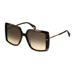 Police Women's Sunglasses SPLL96-560AG9 — Brown Acetate Frame, Brown Degraded Lenses