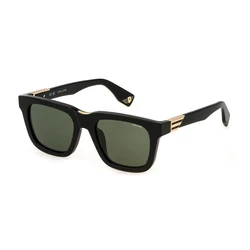 Police Men's Sunglasses SPLN43-52700Y - Black Acetate Frame, Green Lens