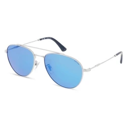 Police Unisex Sunglasses Silver Metal Frame Blue Lens SPLP20E-57579P