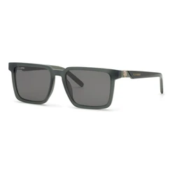Philipp Plein Sport Men's Sunglasses - Grey Acetate Frame with Grey Lenses (SSP034-566S8M)