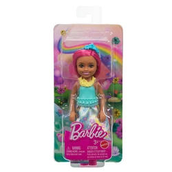 Mattel Barbie Chelsea Κούκλα με Φλοράλ Μπλε Φόρεμα και Ροζ Μαλλιά