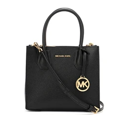 Michael Kors Mercer Δερμάτινη Γυναικεία Τσάντα Χειρός Μαύρη 35S1GM9M2L-001