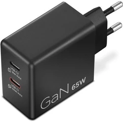 Lenovo Διπλός USB-C 65W GaN Φορτιστής/Τροφοδοτικό Μαύρο με USB-C Καλώδιο 1,5m