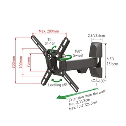 Βάση Τηλεόρασης Τοίχου Barkan Barkan 2300.B 13" - 43" με Βραχίονα και Κλίση